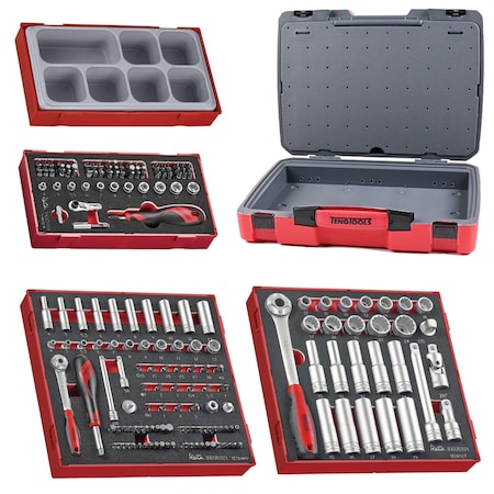 Teng Tools 194 Piece 1/4 & 1/2 Inch Drive Socket & Bit Foam Kit TC-6T-32